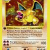 Inferno Relic Sanctuary protecting a raw 1st Edition Base Set Charizard Holo Pokemon card
