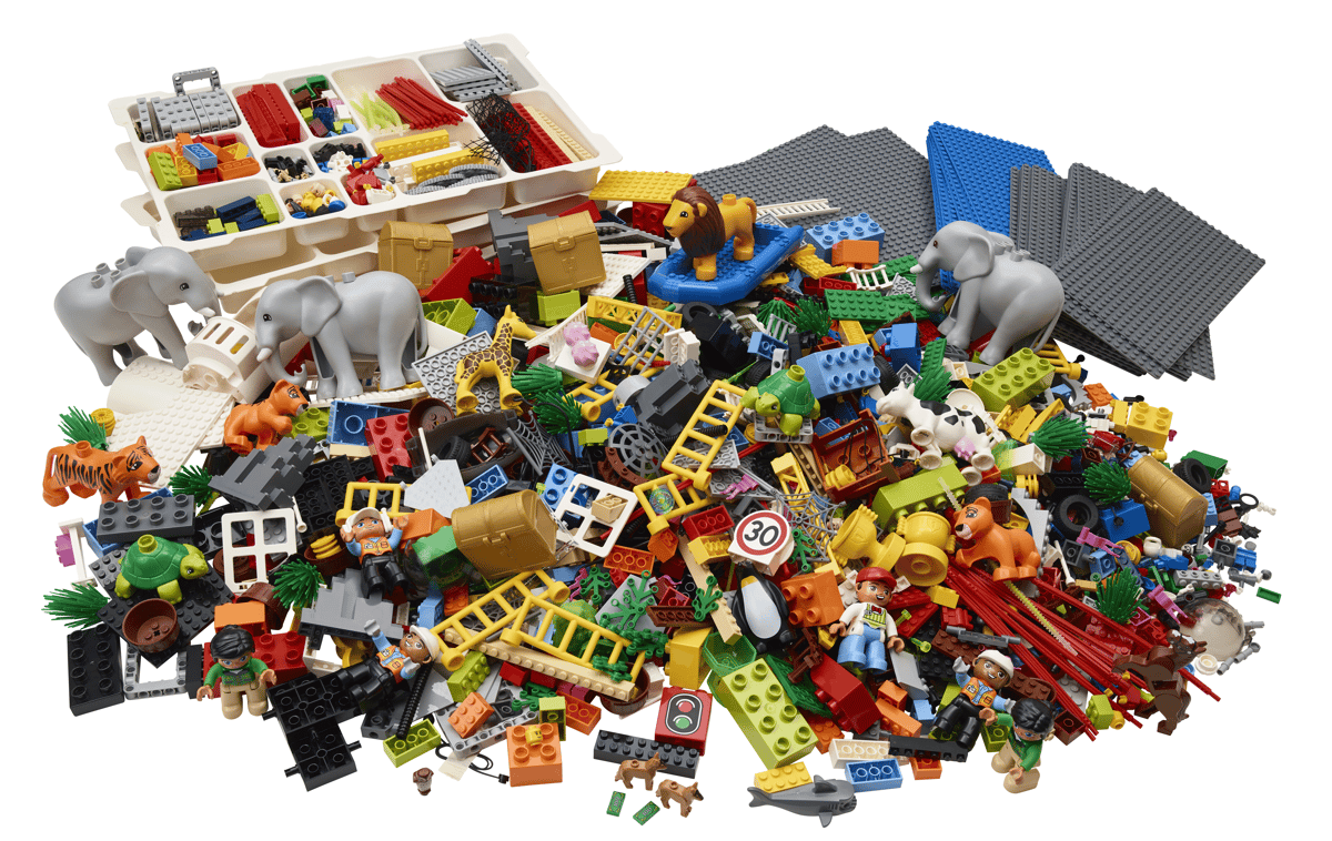 A premium black architectural product box from an elite builder series displaying the LEGO Serious Play Identity and Landscape Kit model parts