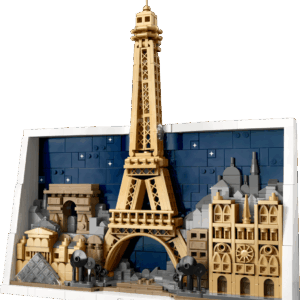 Parisian Skyline Vitrine protecting the assembled LEGO Architecture Paris skyline set