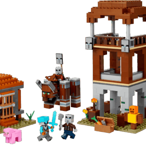 LEGO Minecraft The Pillager Outpost 21159 set with a stone guard tower and village defense figures