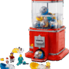 LEGO Minifigure Vending Machine operational model showcasing its retro bright neon housing with display windows holding character pods and a working coin slot