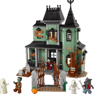 A detailed view of the microscale ballroom and ghost portrait tile inside the Spooky Manor Model
