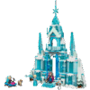 The factory-sealed retail box for the Elsa's Ice Palace LEGO Disney set showing the towering translucent blue and white castle facade surrounded by mini-dolls, a snow sled, and a baby reindeer
