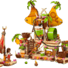 A detailed view of the Kakamora Barge LEGO hull separating into three smaller independent pirate rafts on a table layout
