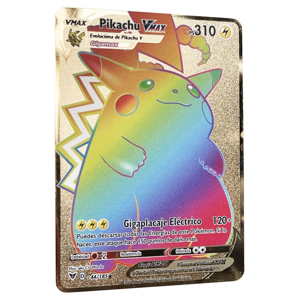 Prismatic Voltage Deck protecting a raw Pikachu VMAX Rainbow Rare Pokemon card