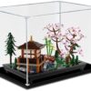 Medium BrickmonVault Dust-Free Protection display case holding an organized collection of minifigures on integrated tiered steps