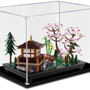 Medium BrickmonVault Dust-Free Protection display case holding an organized collection of minifigures on integrated tiered steps