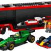 Top view of the built dark blue Oracle Red Bull Racing RB20 single seater vehicle from the F1 Cars LEGO Speed Champions collection showing authentic sponsorships and tire molds