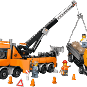 Heavy-Duty Recovery Tow Truck with Crane 42128 model featuring rotating boom and stabilization outriggers