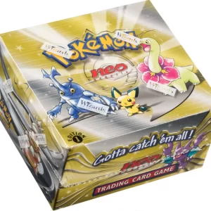 Vintage Booster Shield protecting a sealed WOTC Neo Genesis Pokemon booster pack