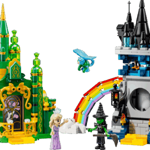 LEGO Wicked Emerald City and Kiamo Ko Castle 75689 toy set with Glinda and Elphaba mini dolls