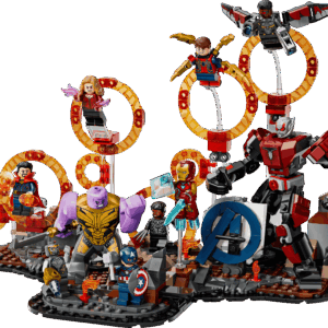 Endgame Ruins Shield enclosing the completed LEGO Marvel Avengers Endgame Final Battle diorama