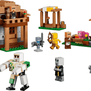 A detailed look at the Evoker mini-figure holding a Vex sprite inside the Minecraft Illager Set layout