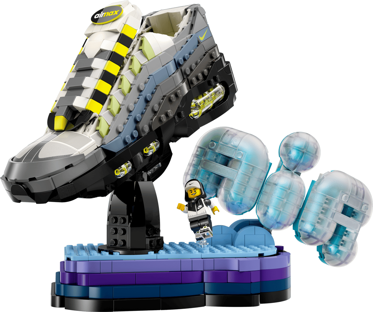 Air Max Pavilion protecting the custom LEGO Nike Air Max 95 sneaker build