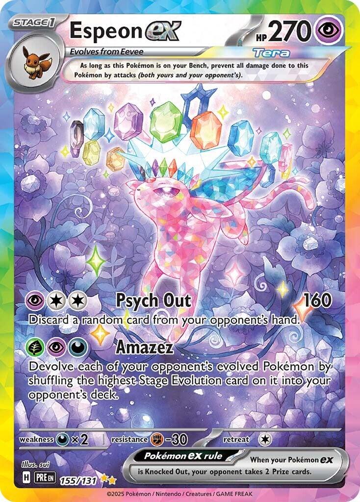 Psychic Prism Citadel protecting a raw Espeon ex Special Illustration Rare Pokemon card