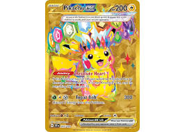 Pikachu ex Special Illustration card showcasing a gold-etched Pikachu under a massive, colorful stellar Tera crown