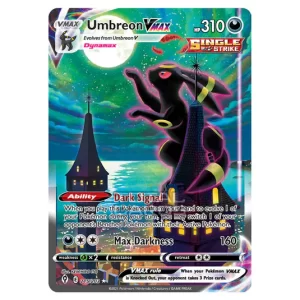 Celestial Apex Monolith protecting a raw Evolving Skies Umbreon VMAX Alternate Art Pokemon card