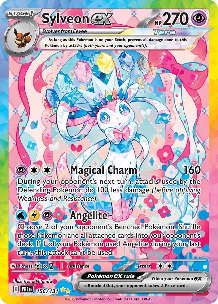 Ribbon Prism Apex protecting a raw Sylveon ex Special Illustration Rare Pokemon card